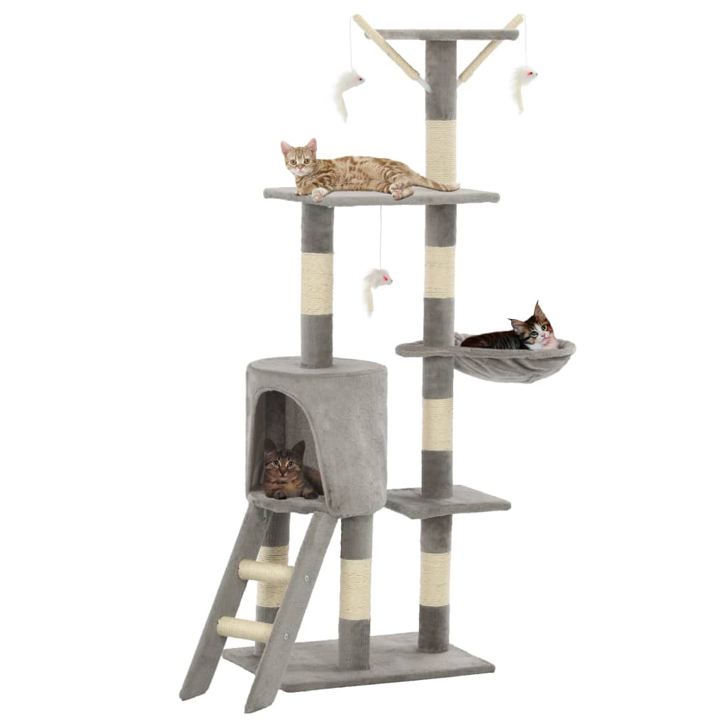 vidaXL Árvore para gatos c/ postes arranhadores sisal 138 cm cinzento